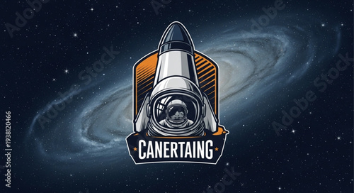 Astronaut inside a rocket ship with nebula background.