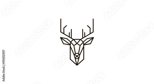 Geometric Deer Head Illustration - Minimalist Wildlife Design