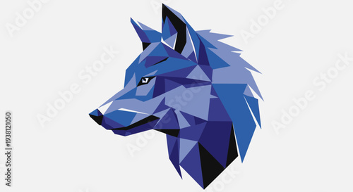 Geometric Wolf Head Portrait - Modern Polygon Art Style