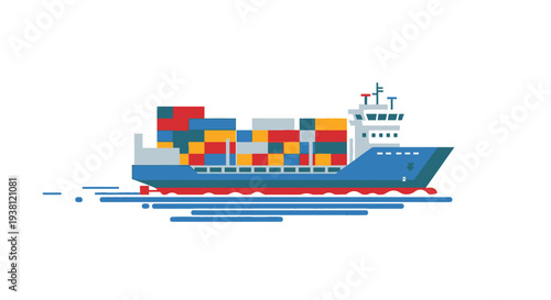 Global Shipping and Logistics: Container Vessel Transporting Cargo at Sea