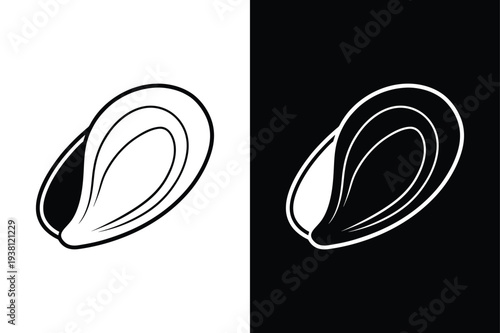 Mussel vector icon graphic isolated sketch illustration on white background.