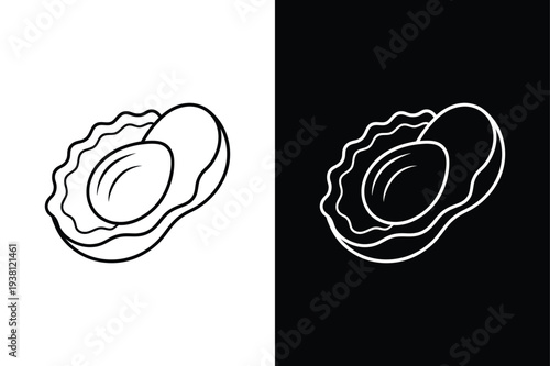 Oyster vector icon graphic isolated sketch illustration on white background.