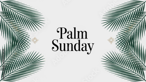 Palm sunday celebration with green palm leaves on white background symbolizing faith and spirituality