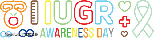 IUGR Awareness Day colorful typographic design with medical symbols and icons