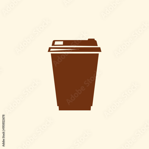 Brown Coffee Cup with Lid and Tab.