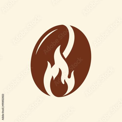 Coffee Bean with Flame Logo Design Element.