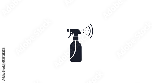 Simple black icon of a spray bottle with mist emission.
