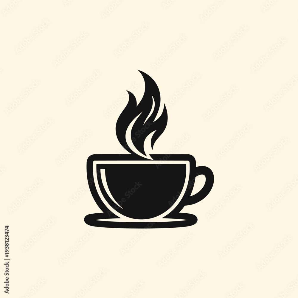 Obraz premium Steaming Coffee Cup Simple Illustration Design.