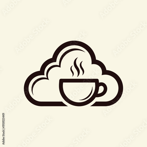Steaming Coffee Cup in Cloud Illustration.