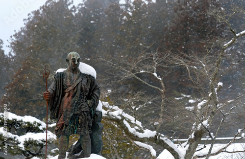 Statue of Monk Shodo Shonin in front of Rinnoji temple at Tosho-Gu, Nikko, Japan