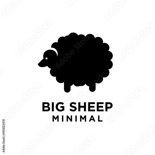 Big Sheep Minimal Logo Design. Simple Black Silhouette of a Lamb or Ewe Icon Illustration.