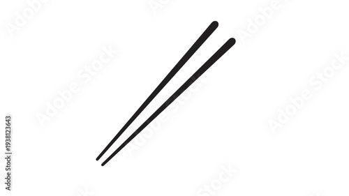 Chopsticks black simple pair with rounded ends on white background, clean and minimalist design for Asian cuisine