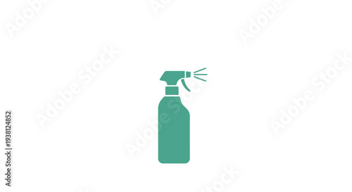 Simple green spray bottle icon on white background.