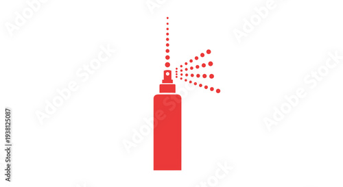 Red Spray Bottle with Spraying Liquid Illustration.