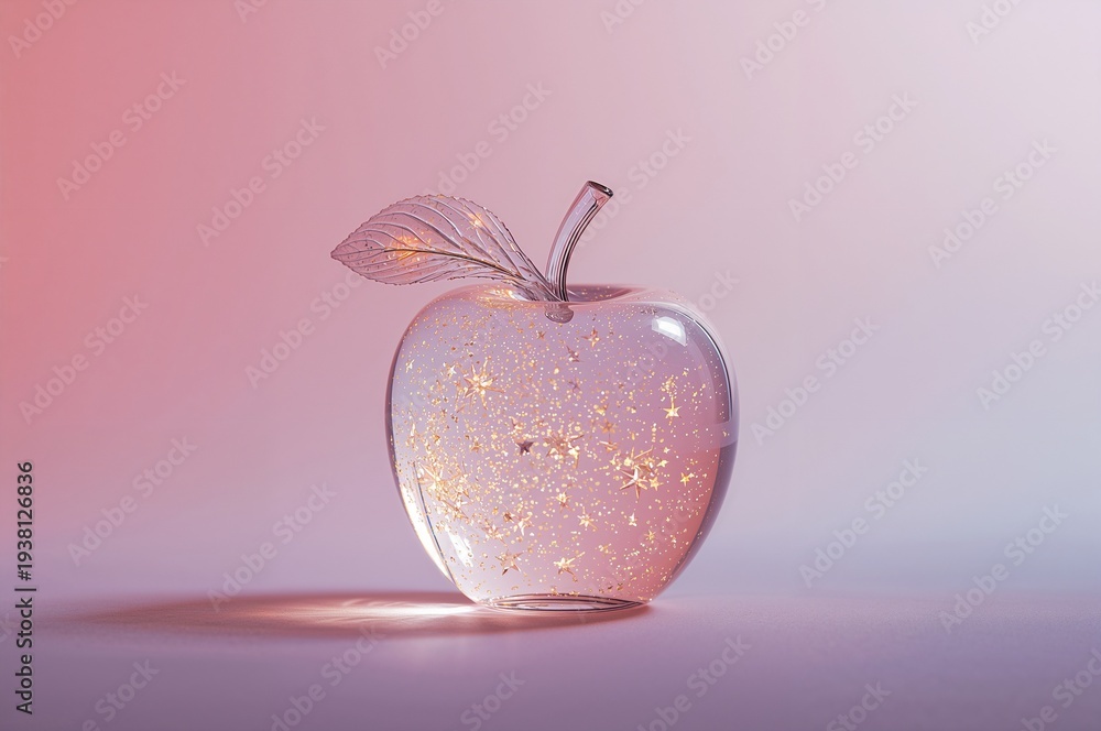Obraz premium Glowing pink apple with sparkles