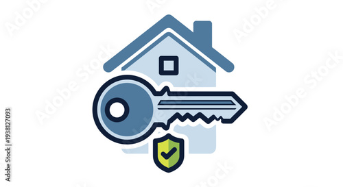 Home Security Concept with Key and Shield