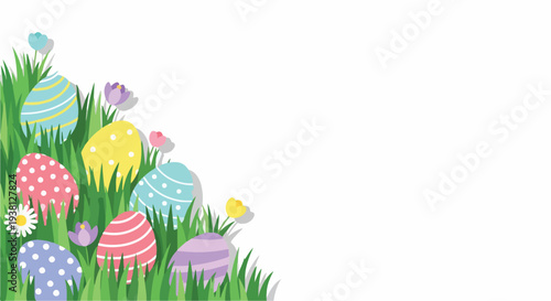 Easter Design of Eggs in Grass with a Transparent Backdrop