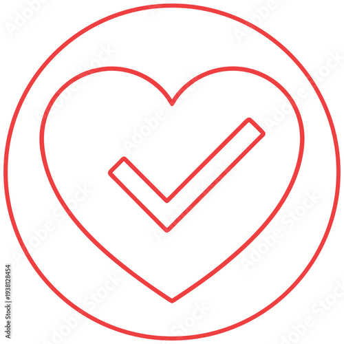 A simple icon featuring a heart with a checkmark inside a circular outline Vector