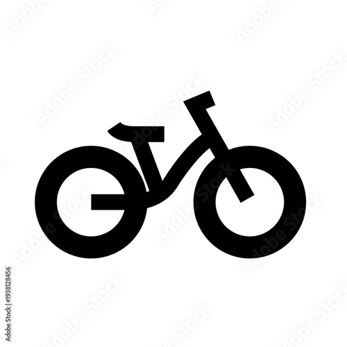 Black Bicycle Icon Silhouette Isolated on White Background - Simple Vector Graphic for Cycling Transportation