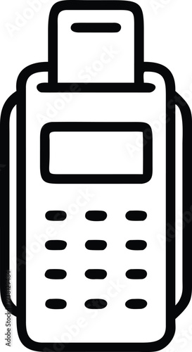 A classic mobile phone with a small screen and numeric keypad design. Vector