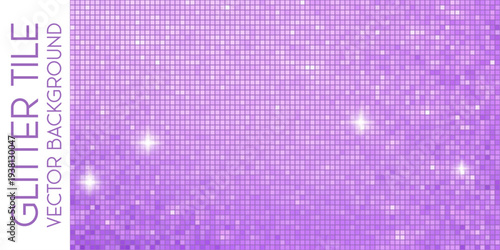 Sequin pink disco mosaic tile background with glitter sparkle light purple gradient and vertical banner