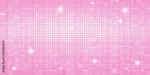 Sequin pink disco mosaic tile background with glitter sparkle light