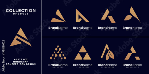 Set of initial A monogram logo vector template.
