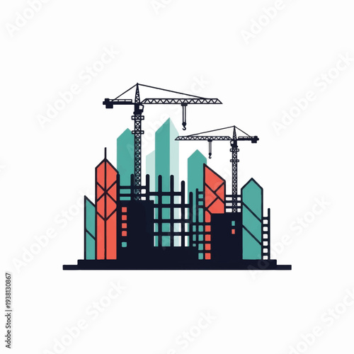 Wallpaper Mural Construction Site with Cranes and Buildings. Torontodigital.ca