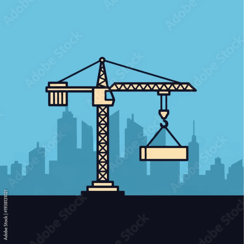 Wallpaper Mural Crane Lifting Heavy Load Construction Site. Torontodigital.ca