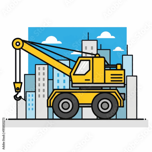 Wallpaper Mural Yellow Crane Truck Construction Vehicle. Torontodigital.ca
