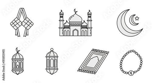 Islamic Symbols and Icons Set Illustration 1.