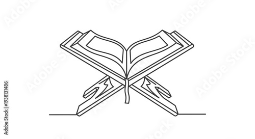 Open Book Illustration Simple Line Art.