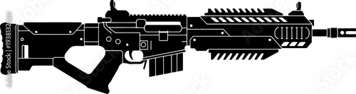 Futuristic assault rifle silhouette for tactical combat