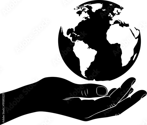 Human hand supporting earth globe for conservation