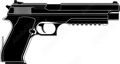 Modern semi-automatic handgun silhouette with accessory rail