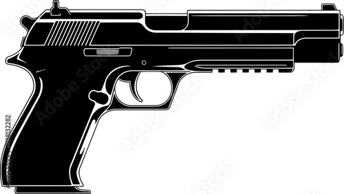 Modern semi-automatic pistol silhouette with detailed grip