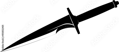 Sharp dagger silhouette with decorative hilt design