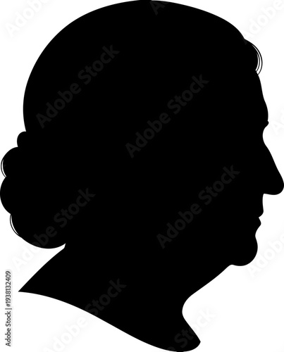 Side profile silhouette of an adult woman with hair styled in a bun