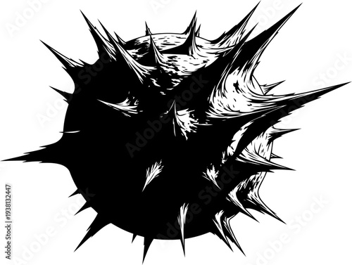 Spiky spherical virus cell or sea urchin graphic