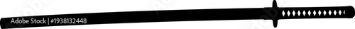 Sleek samurai blade silhouette positioned horizontally