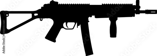 Tactical submachine gun silhouette with a foregrip and folding stock