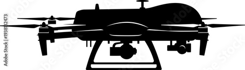 Unmanned aerial vehicle silhouette with mounted camera gimbal