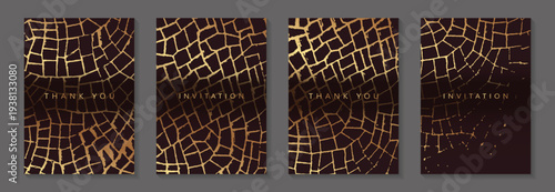 Luxury abstract chocolate brown backgrounds with gold. Wedding invitations, greeting and business cards, rsvp templates. Premium seamless patterns.