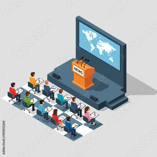 Audience attentively listens to a presentation on a large screen.