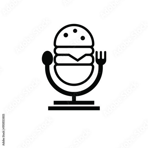 Creative Hamburger Microphone Logo for Food Podcast or Culinary Review