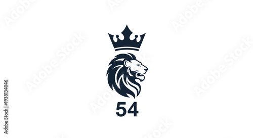 Royal Lion Emblem with Number Fifty Four - Strength and Dignity
