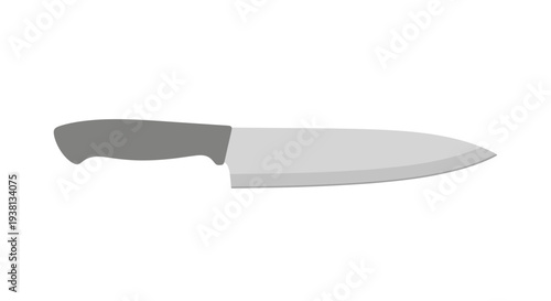 Sharp Kitchen Knife Isolated on White Background, Culinary Tool