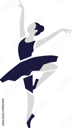 Minimalist graphic of a graceful ballet dancer in a dynamic pose, capturing the elegance and fluid beauty of movement, ideal for celebrating artistic expression and global dance culture