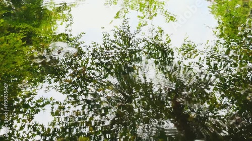 Slow motion video of gentle ripples spreading across a calm water 