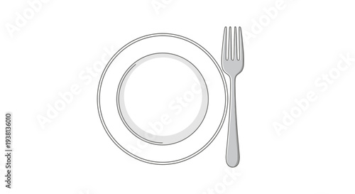 Simple Table Setting with Plate and Fork for Dining